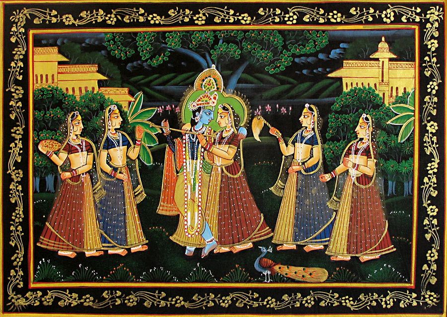 Miniature Painting of Radha Krishna, Rajasthani school of Painting