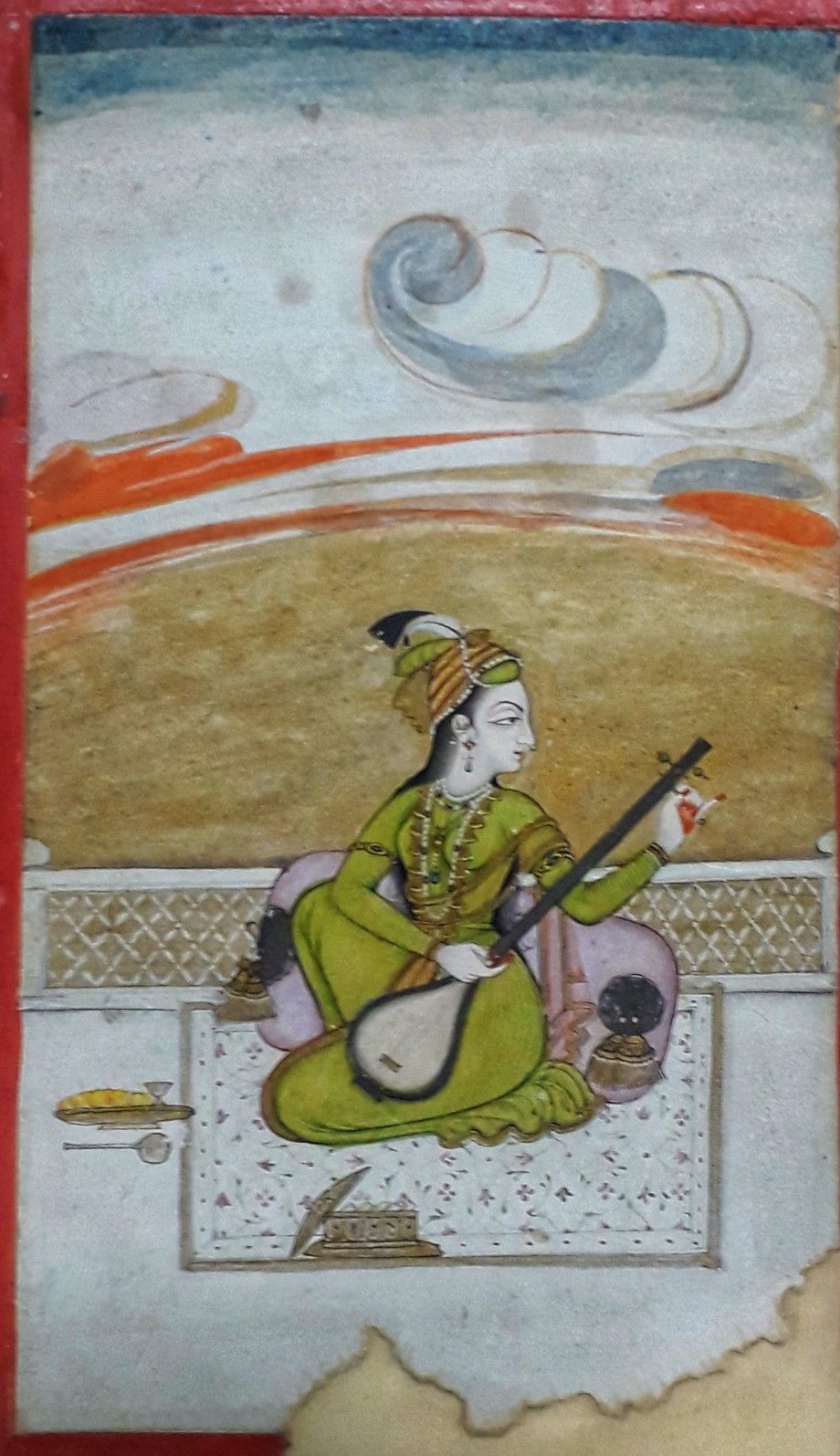 Nayika playing Veena, Bilaspur school of Painting